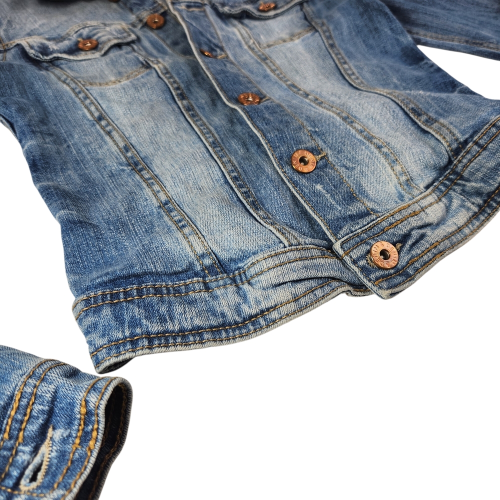 H&M Women's Size 4 Small Blue Denim Jean Jacket Classic Trucker Style - Picture 12 of 15